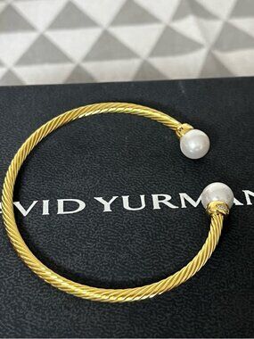 💕David Yurman Gold Cable Pearl Cuff Bracelet